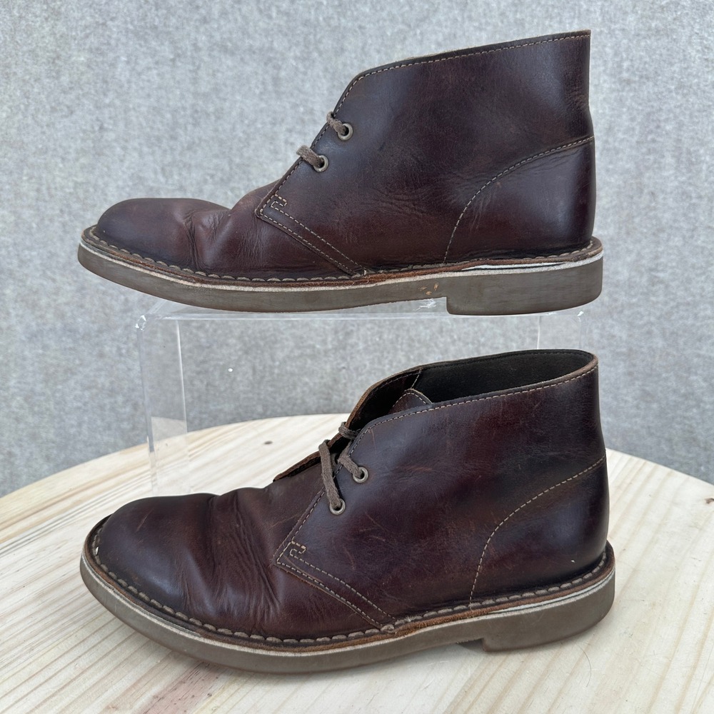Clarks Bushacre 2 Chukka Boots Mens 7 Dark Brown Leather Lace Up